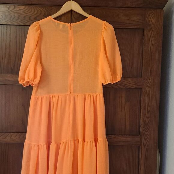 Never Fully Dressed Abigail Dress Neon Orange Chiffon Size 10 - Picture 11 of 12